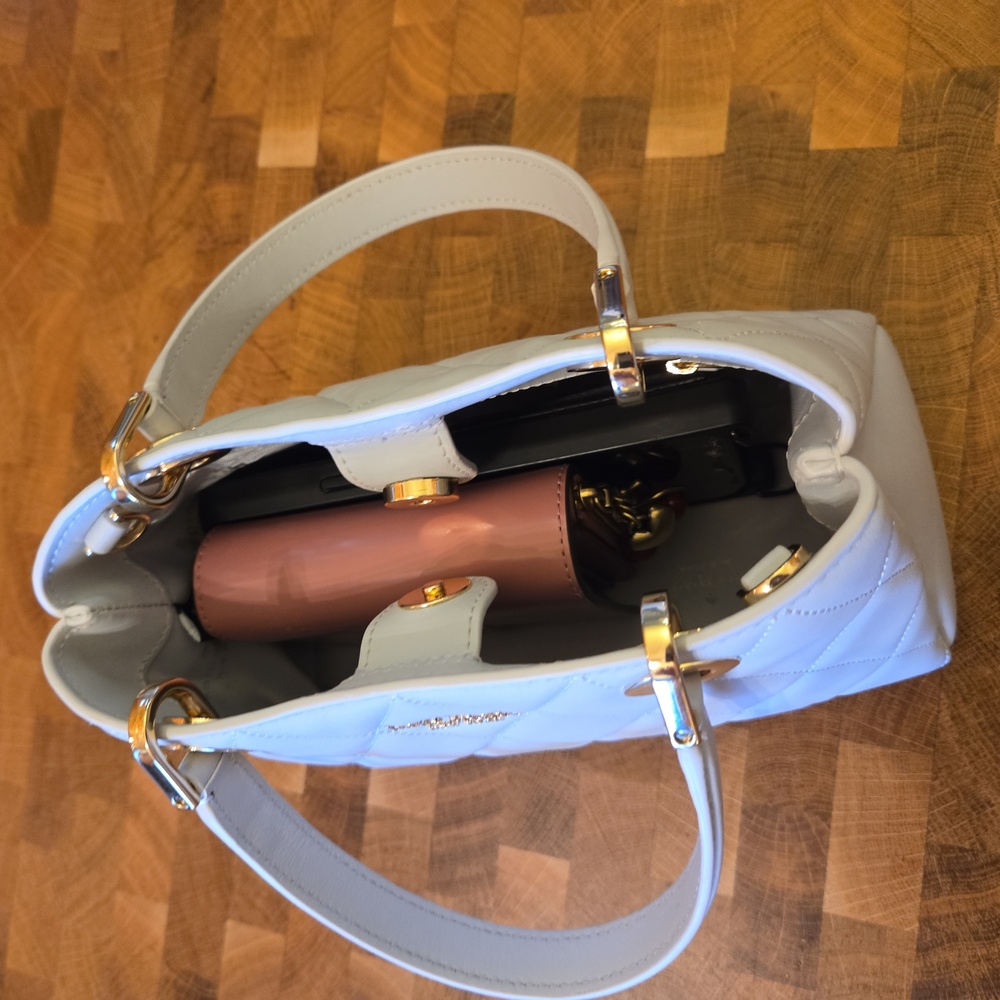 Kate Spade mini Light Gray Quilted Satchel - Picture 12 of 14